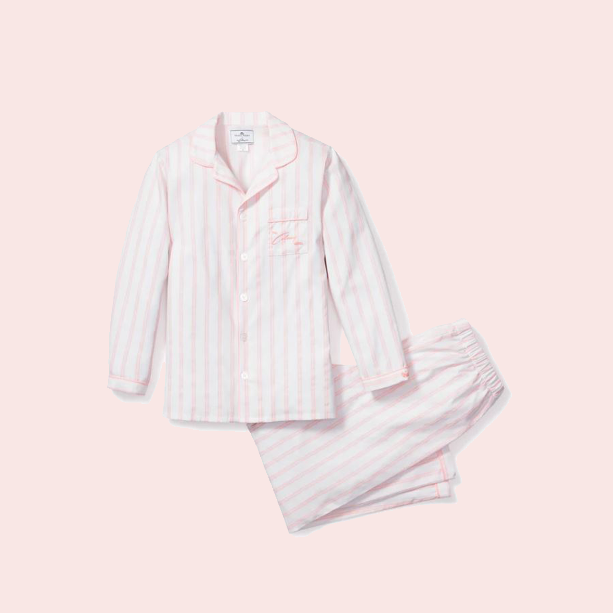 Colony X Petite Plume Children's Pink and White Stripe Pajama Set