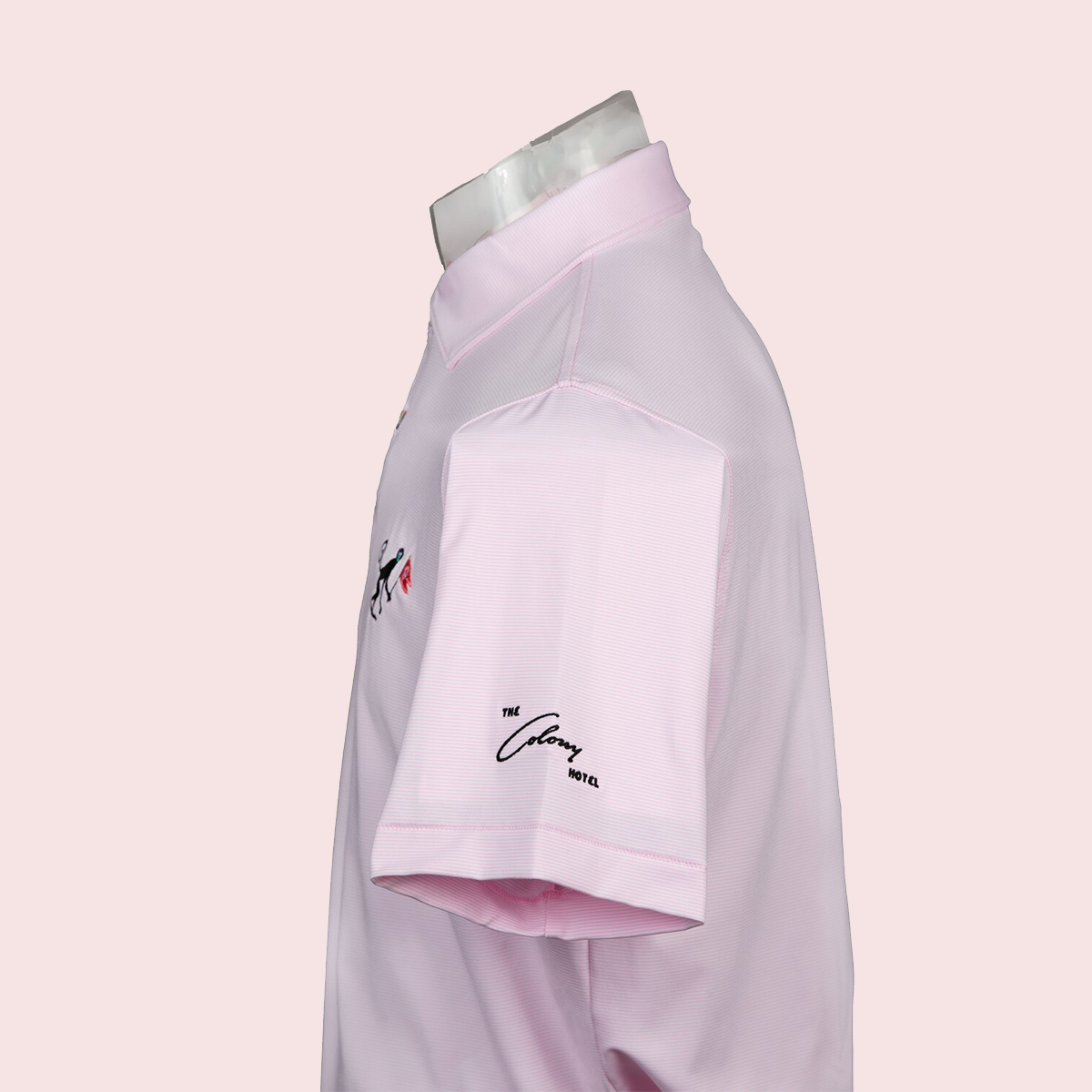 MEN'S PINK PETER MILLAR JUBILEE STRIPE PERFORMACE POLO