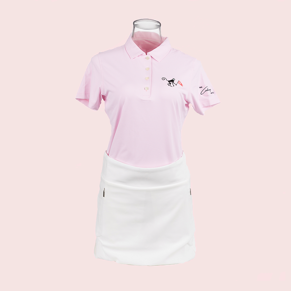 WOMEN'S PINK PETER MILLAR JUBILEE STRIPE PERFORMACE POLO