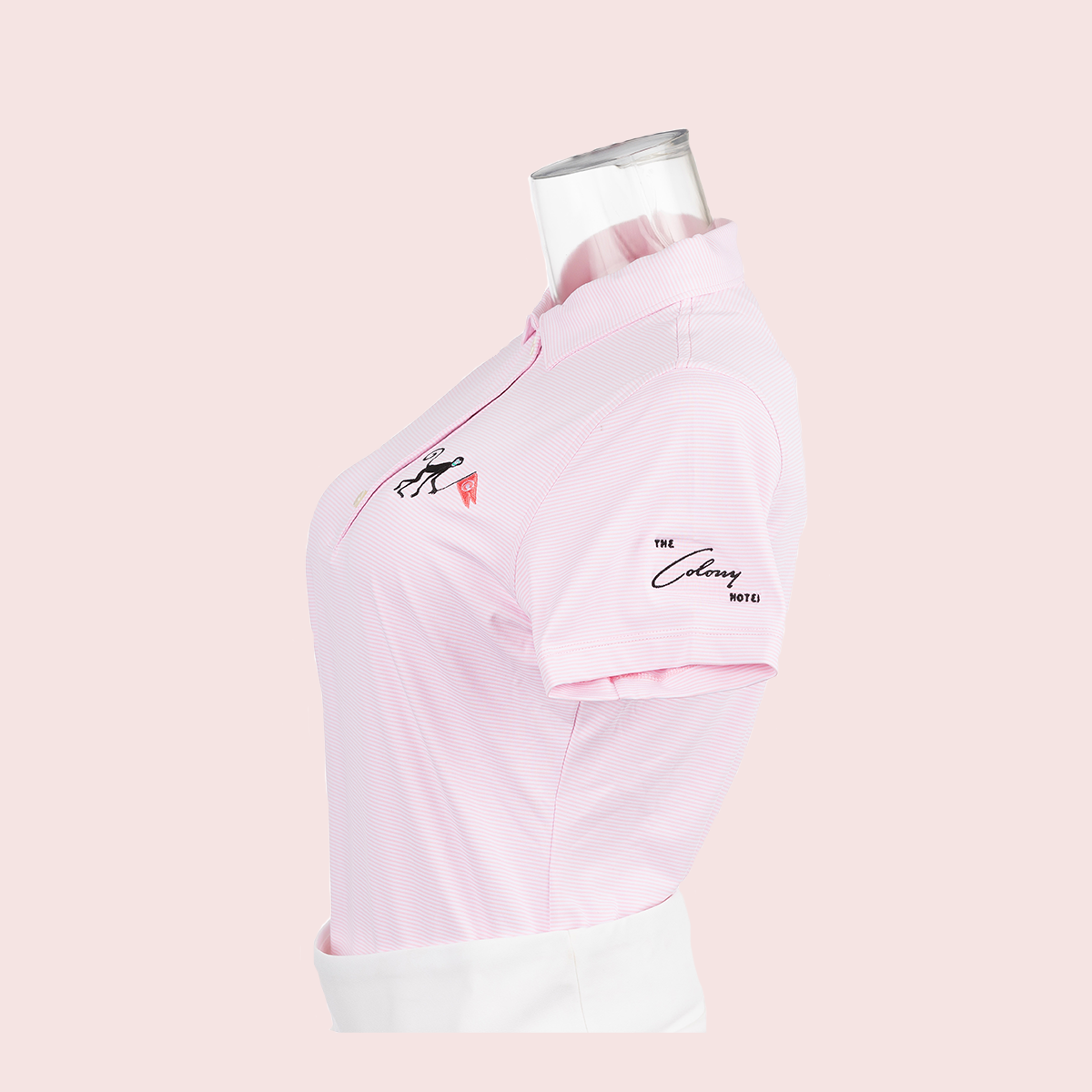 WOMEN'S PINK PETER MILLAR JUBILEE STRIPE PERFORMACE POLO