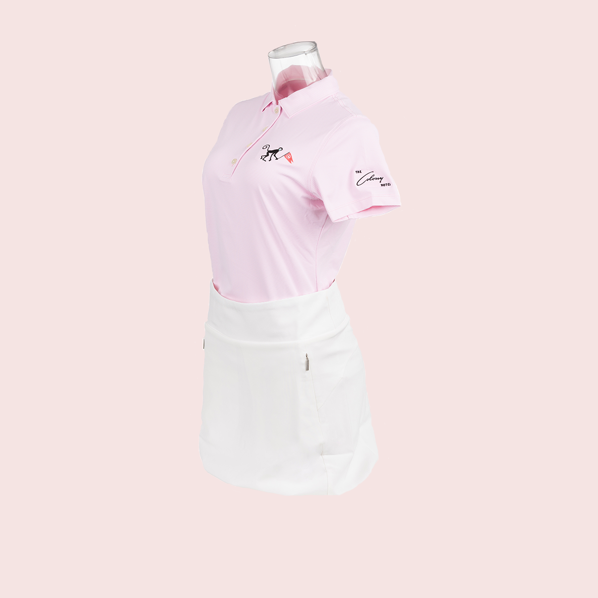 WOMEN'S PINK PETER MILLAR JUBILEE STRIPE PERFORMACE POLO