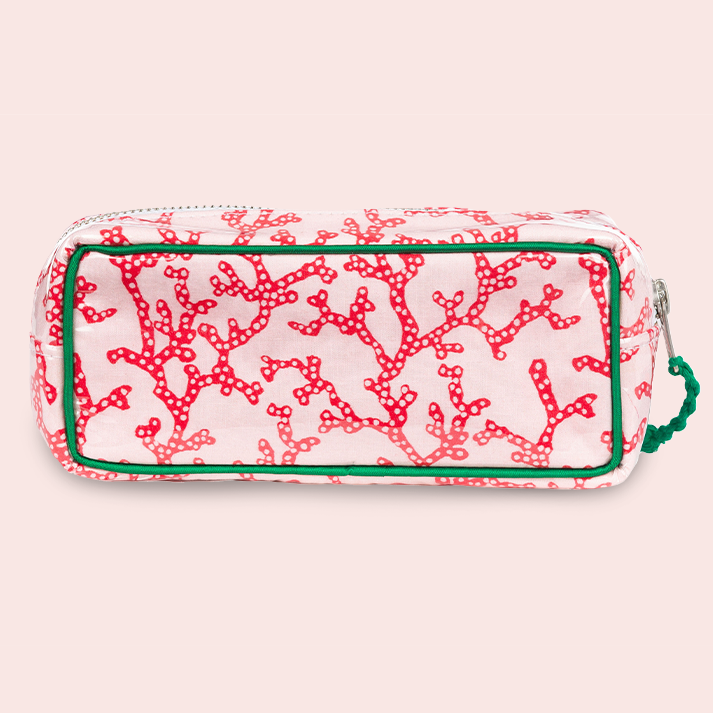 Beth Ladd Coral Block Print Pouches
