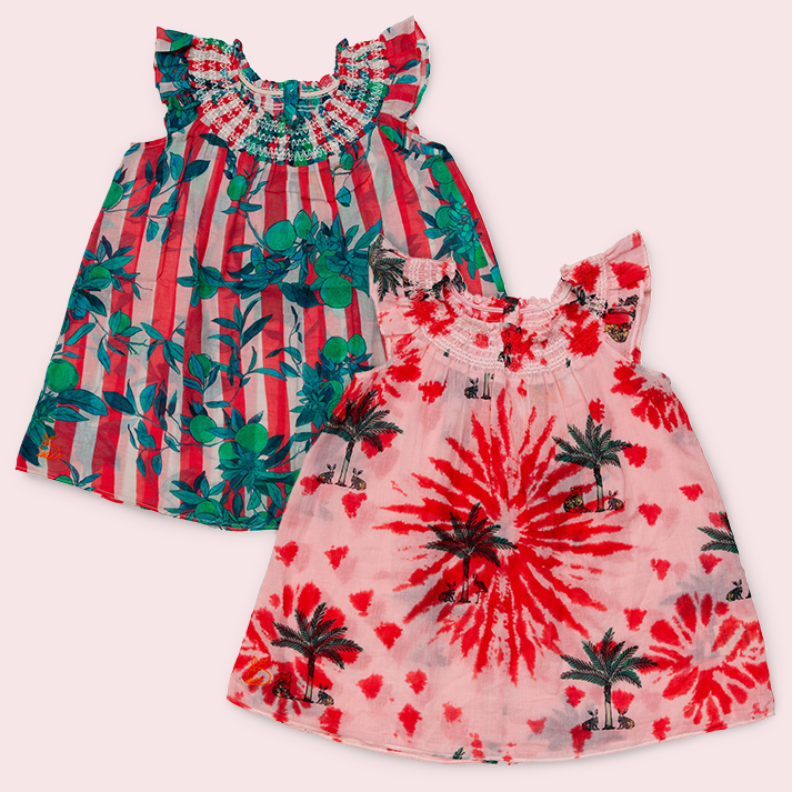 Colony X Coniglio Palm Beach Children's Flutter Sleeve Dress