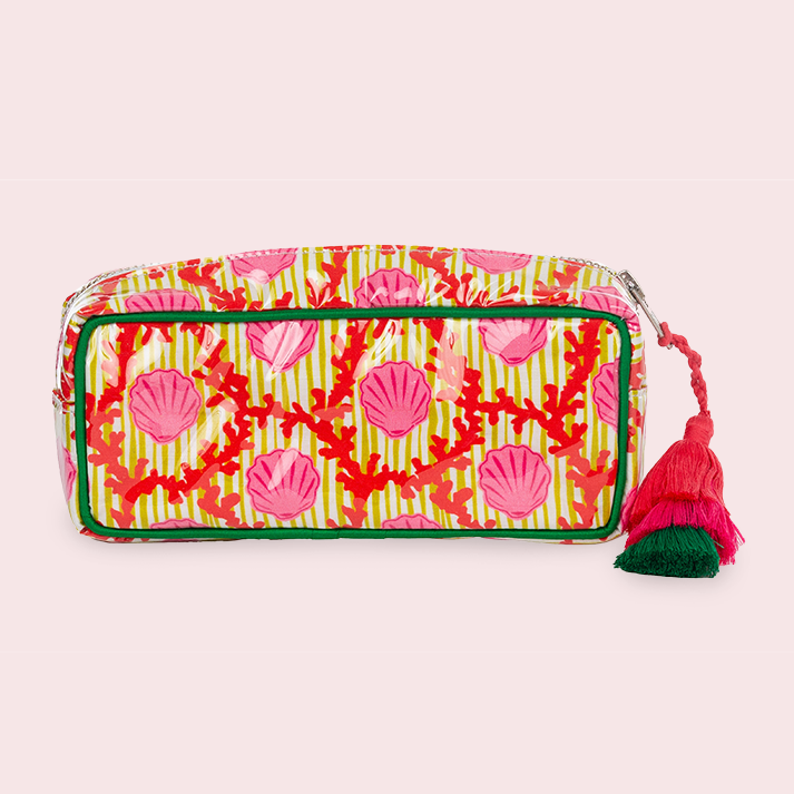Block Print Small Vinyl Pouch- 33480