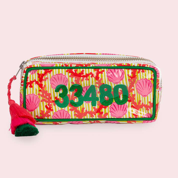 Block Print Small Vinyl Pouch- 33480