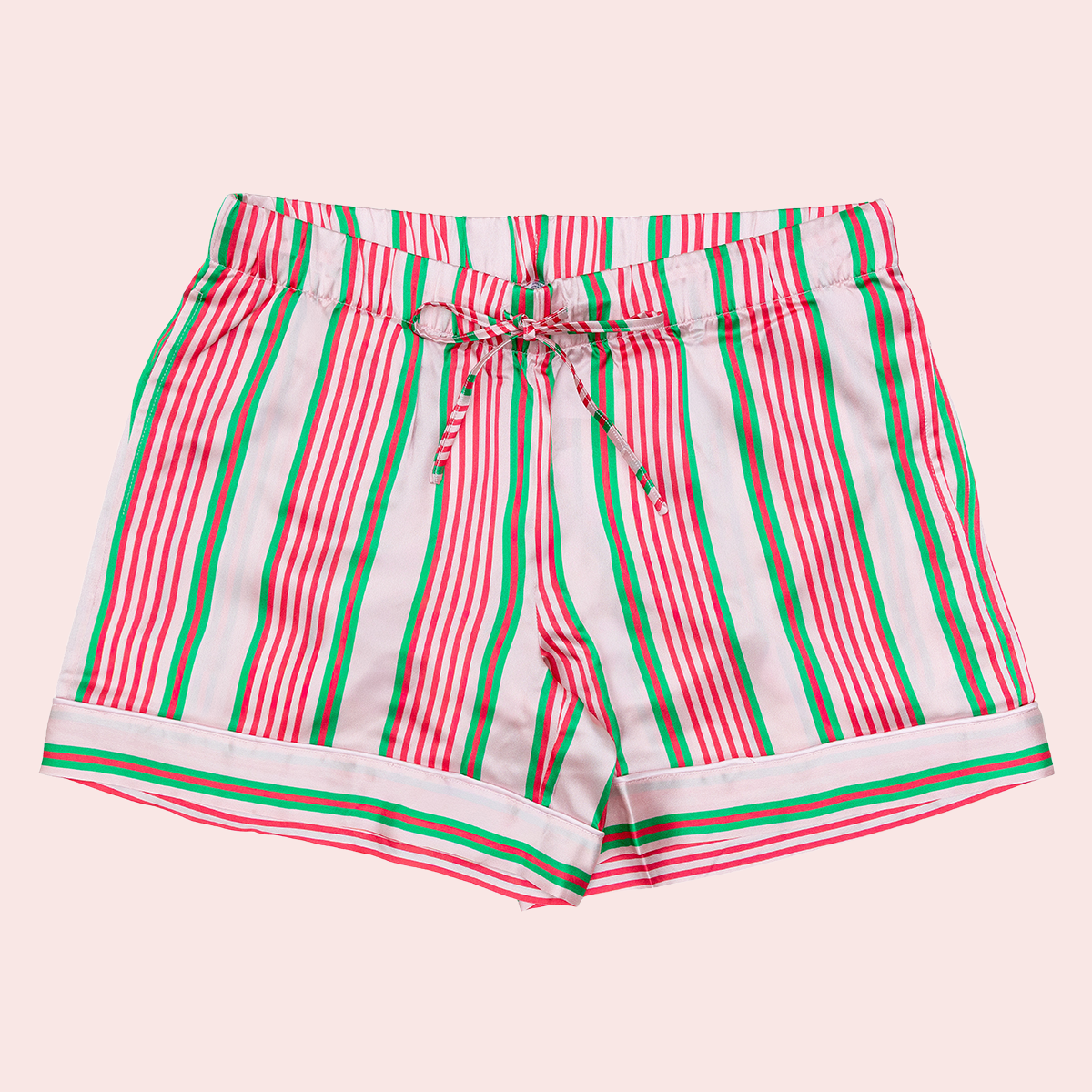 Petite Plume X Colony Women's Silk Short Set in Pink Stripe