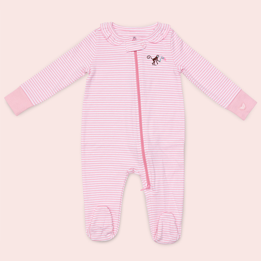 Colony X Petite Plume Snug Fit Pima Striped Footie Romper
