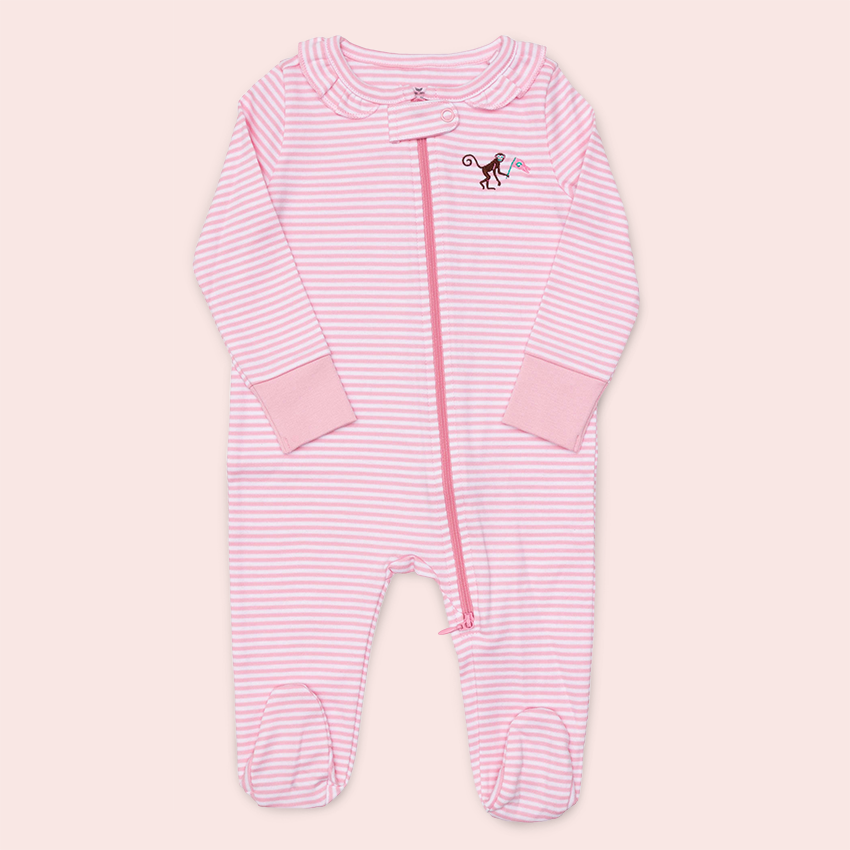 Colony X Petite Plume Snug Fit Pima Striped Footie Romper