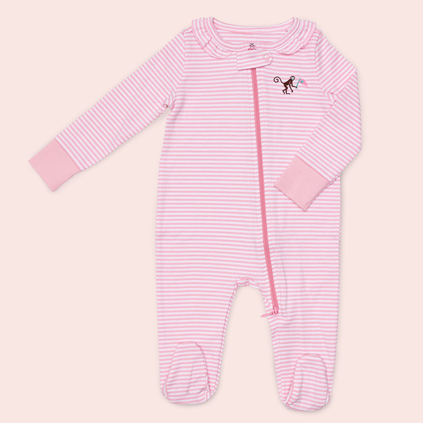 Colony X Petite Plume Snug Fit Pima Striped Footie Romper
