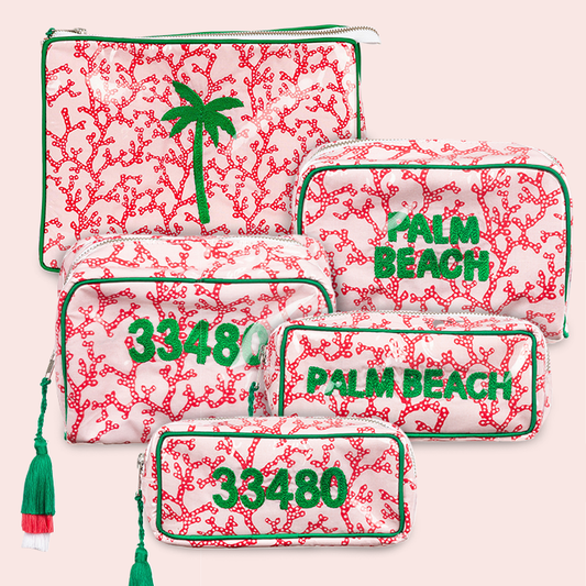 Beth Ladd Coral Block Print Pouches