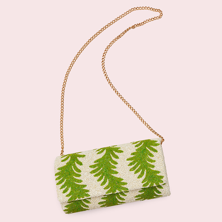 Palm Leaf Beaded Clutch