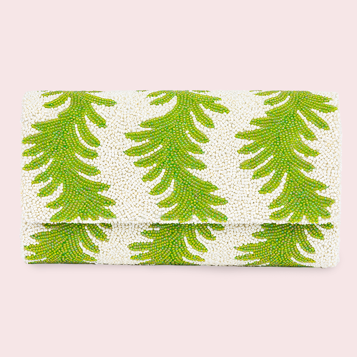 Palm Leaf Beaded Clutch