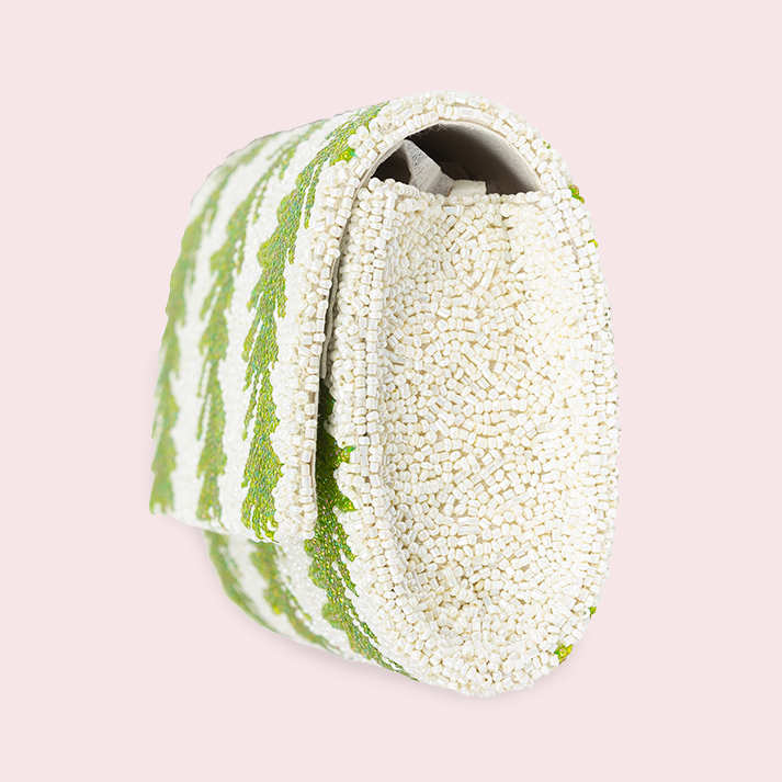 Palm Leaf Beaded Clutch