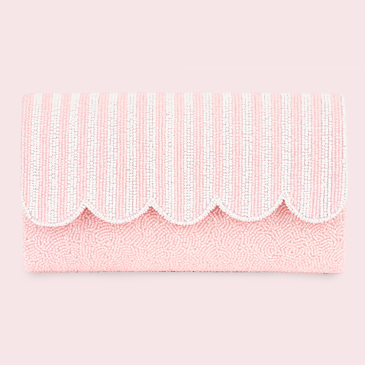 Colony Beaded Scalloped Clutch