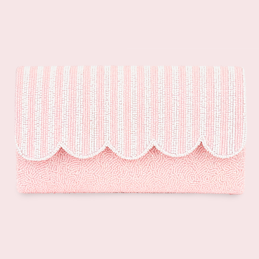 Colony Beaded Scalloped Clutch