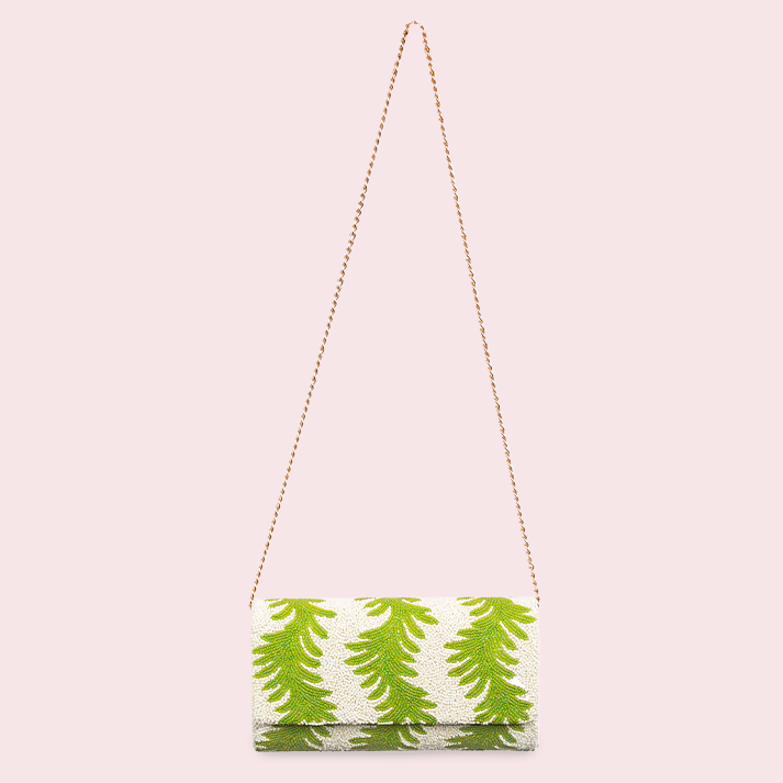 Palm Leaf Beaded Clutch