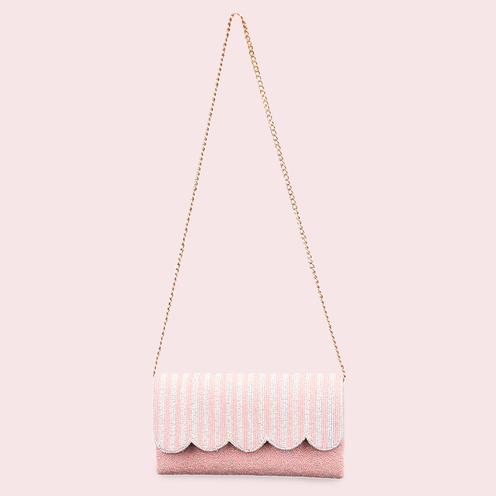 Colony Beaded Scalloped Clutch