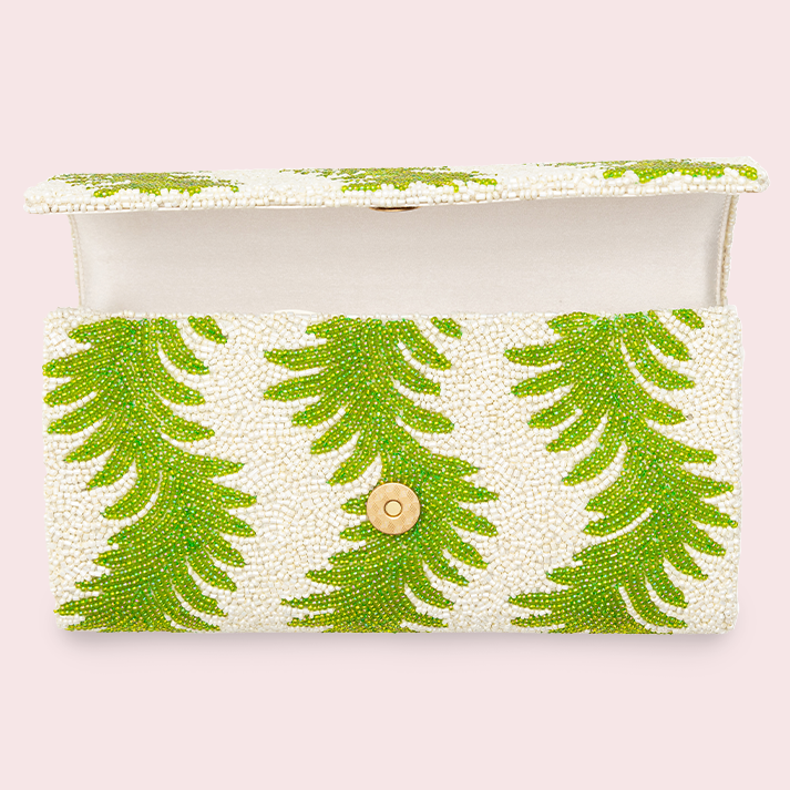 Palm Leaf Beaded Clutch
